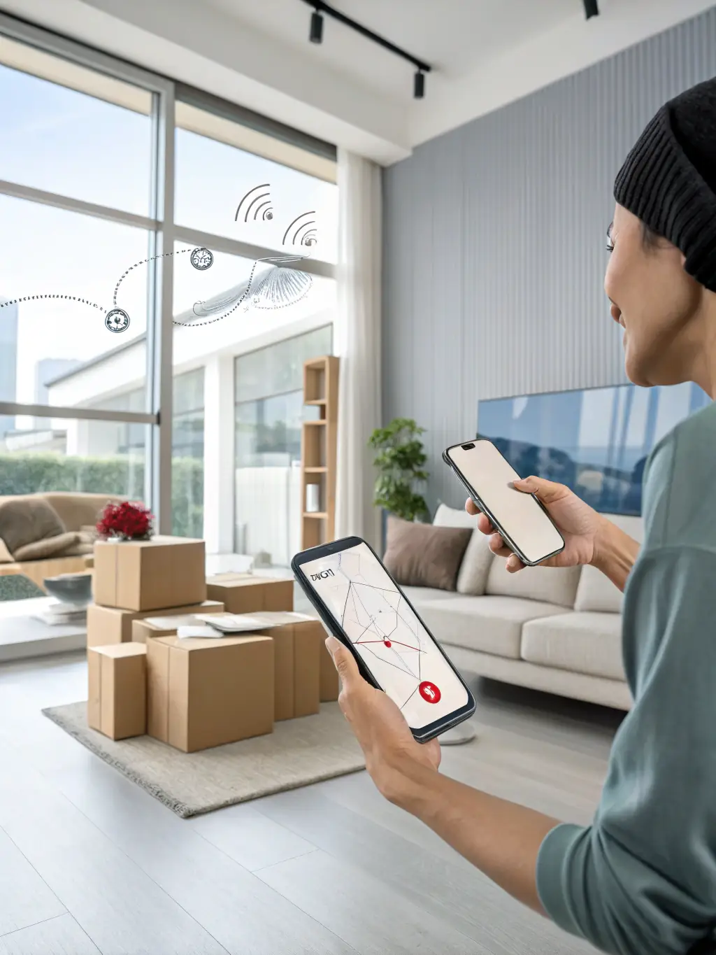 A package being scanned with a mobile device, showing real-time tracking information, to illustrate Kernel Delivery's advanced tracking capabilities.